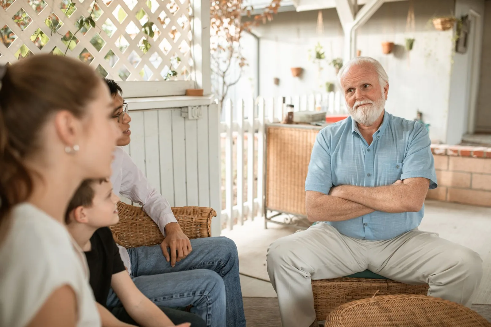 A family sits together at home, setting up coordination.